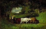 Edward Mitchell Bannister Famous Paintings - Driving Home the Cows